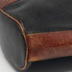 مملوكة مسبقًا حقيبة كروس بودي بالي جلد أسود/بني بتفاصيل منسوجة