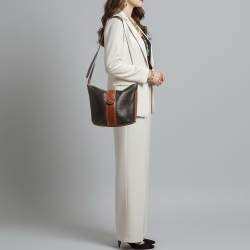 مملوكة مسبقًا حقيبة كروس بودي بالي جلد أسود/بني بتفاصيل منسوجة