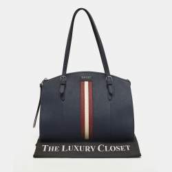 Pre Owned Bally Sveva Navy Blue Leather Satchel