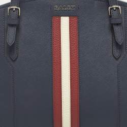 Pre Owned Bally Sveva Navy Blue Leather Satchel