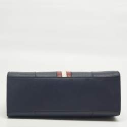 Pre Owned Bally Sveva Navy Blue Leather Satchel