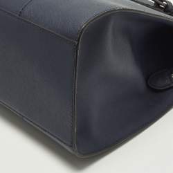 Pre Owned Bally Sveva Navy Blue Leather Satchel