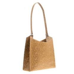 Bally Light Brown Signature Embossed Leather Hobo
