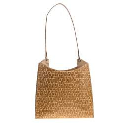 Bally Light Brown Signature Embossed Leather Hobo