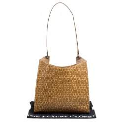 Bally Light Brown Signature Embossed Leather Hobo