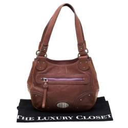 Bally Tan Leather Zippered Pocket Hobo