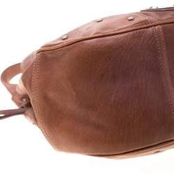 Bally Tan Leather Zippered Pocket Hobo
