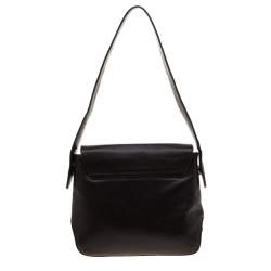 Pre Owned Bally Black Leather Flap Shoulder Bag
