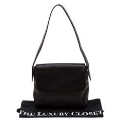 Pre Owned Bally Black Leather Flap Shoulder Bag