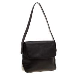 Pre Owned Bally Black Leather Flap Shoulder Bag