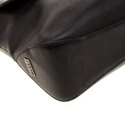 Pre Owned Bally Black Leather Flap Shoulder Bag