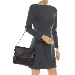 Pre Owned Bally Black Leather Flap Shoulder Bag