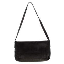 Bally Black Branchville Embossed Leather Shoulder Bag