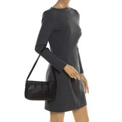 Bally Black Branchville Embossed Leather Shoulder Bag