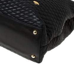 Pre Owned Bally Black Quilted Leather Tassel Tote