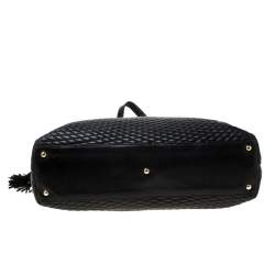 Pre Owned Bally Black Quilted Leather Tassel Tote