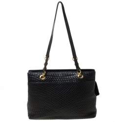 Pre Owned Bally Black Quilted Leather Tassel Tote