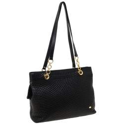 Pre Owned Bally Black Quilted Leather Tassel Tote