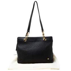 Pre Owned Bally Black Quilted Leather Tassel Tote