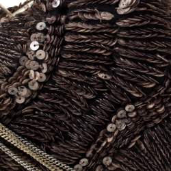 Pre Owned Bally Brown Sequins Embellished Clutch Bag