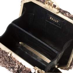 Pre Owned Bally Brown Sequins Embellished Clutch Bag