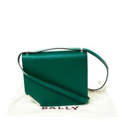 Pre Owned Bally Green Leather Corner Shoulder Bag