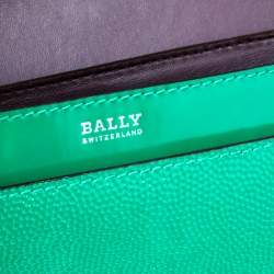 Pre Owned Bally Green Leather Corner Shoulder Bag