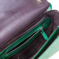 Pre Owned Bally Green Leather Corner Shoulder Bag