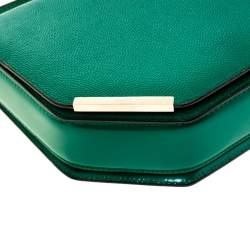Pre Owned Bally Green Leather Corner Shoulder Bag