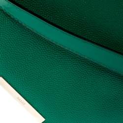 Pre Owned Bally Green Leather Corner Shoulder Bag