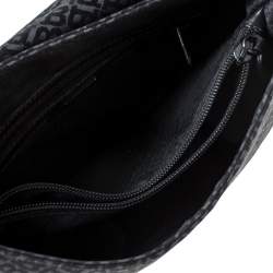 Pre Owned Bally Black Monogram Canvas and Leather Flap Shoulder Bag