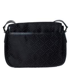 Pre Owned Bally Black Monogram Canvas and Leather Flap Shoulder Bag