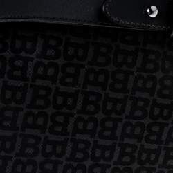 Pre Owned Bally Black Monogram Canvas and Leather Flap Shoulder Bag