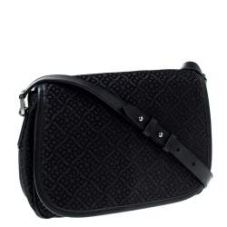 Pre Owned Bally Black Monogram Canvas and Leather Flap Shoulder Bag