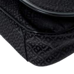 Pre Owned Bally Black Monogram Canvas and Leather Flap Shoulder Bag