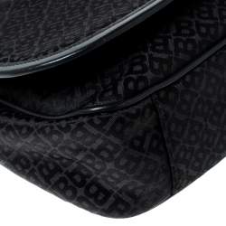 Pre Owned Bally Black Monogram Canvas and Leather Flap Shoulder Bag