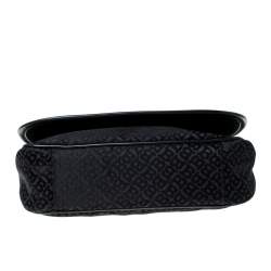 Pre Owned Bally Black Monogram Canvas and Leather Flap Shoulder Bag