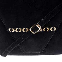Bally Black Suede and Leather Flap Crossbody Bag