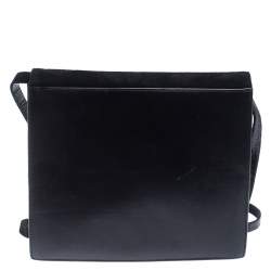 Bally Black Suede and Leather Flap Crossbody Bag