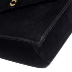 Bally Black Suede and Leather Flap Crossbody Bag
