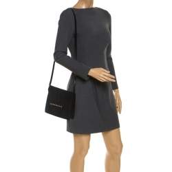 Bally Black Suede and Leather Flap Crossbody Bag
