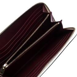 Bally Cream Leather Studded Embroidered Zip Around Wallet