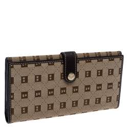 Bally Brown Canvas Damata Long Flap Wallet