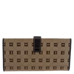 Bally Brown Canvas Damata Long Flap Wallet
