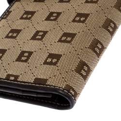 Bally Brown Canvas Damata Long Flap Wallet