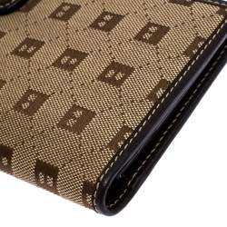 Bally Brown Canvas Damata Long Flap Wallet