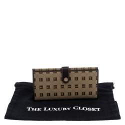Bally Brown Canvas Damata Long Flap Wallet