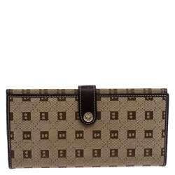 Bally Brown Canvas Damata Long Flap Wallet