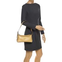 Bally Light Yellow Leather Zip Shoulder Bag