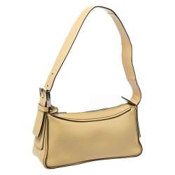 Bally Light Yellow Leather Zip Shoulder Bag